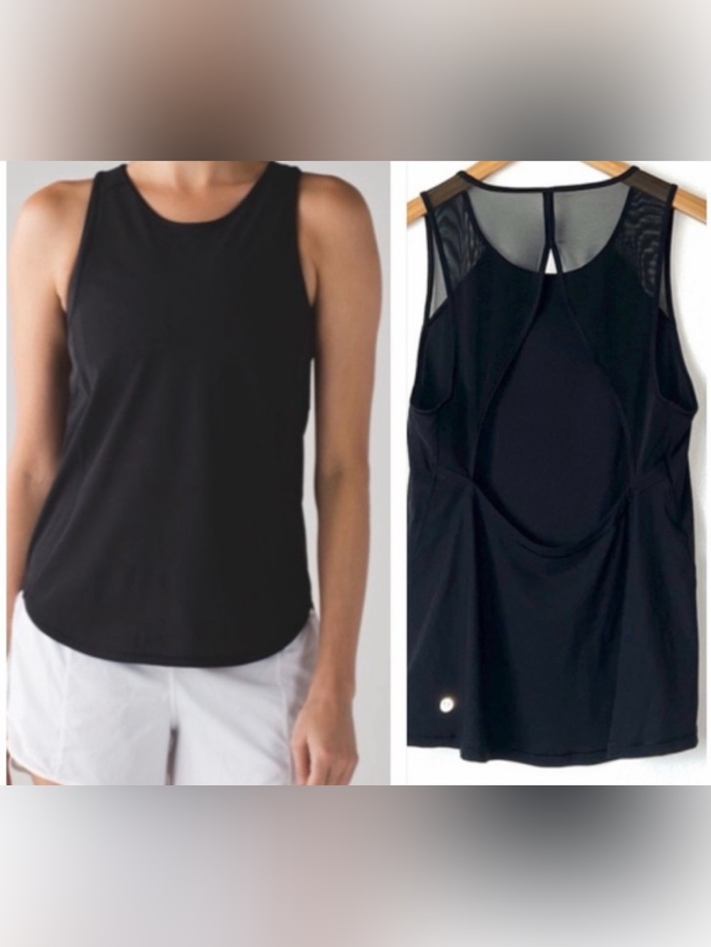 Lululemon Black Mesh Open Back Tank Top 6